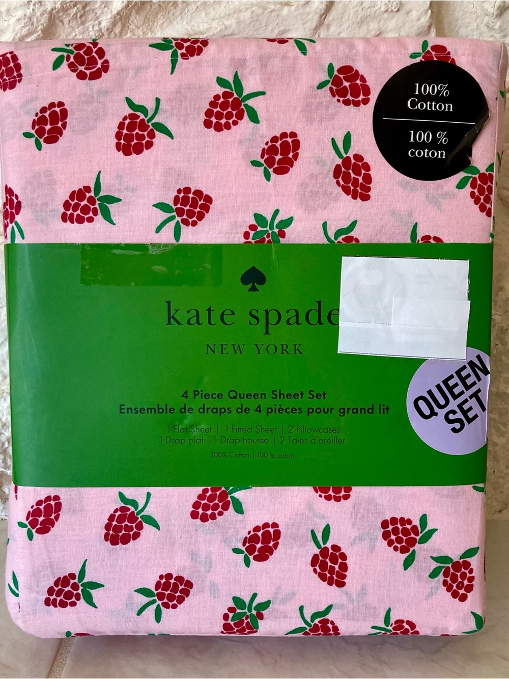 NEW kate spade Pink Raspberry Queen Sheet Set “Raspberry in Festive Pink”
